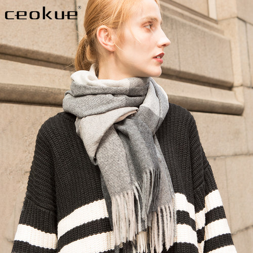 ceokue羊毛高档男士女山羊绒围巾