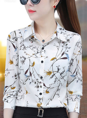 碎花雪纺衬衫女士早春服装2025新款上衣流行底裤衬衫长袖衬衫