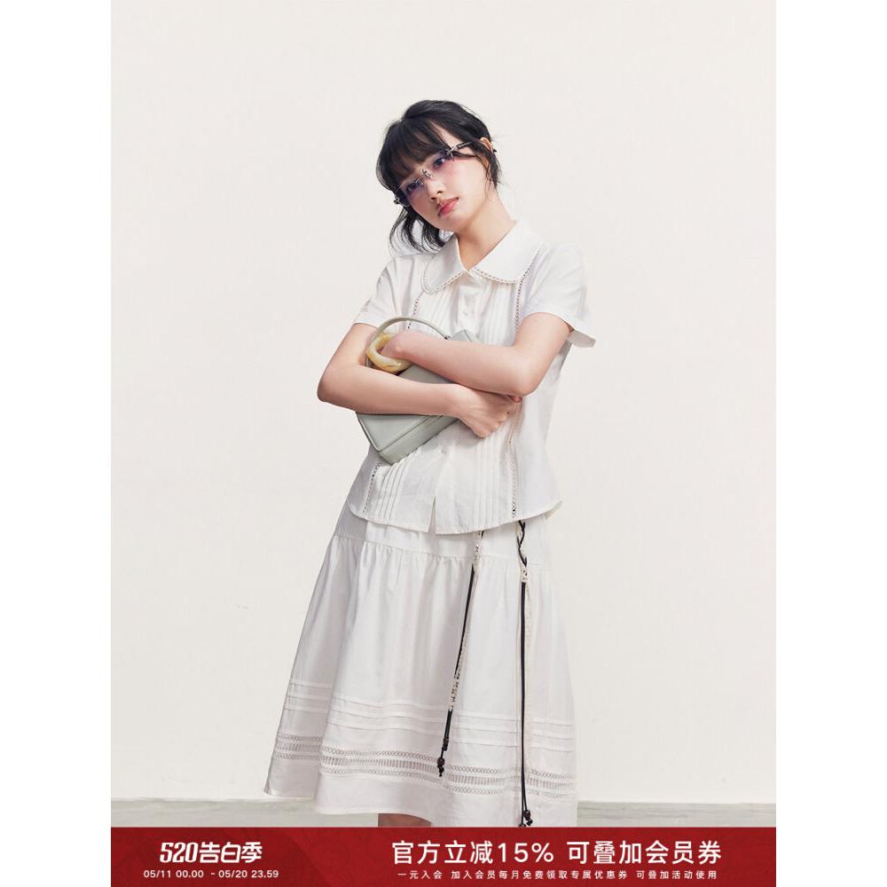 Cream Kitten 春日恋曲 娃娃领短袖衬衫女夏miu系半身裙休闲套装图片