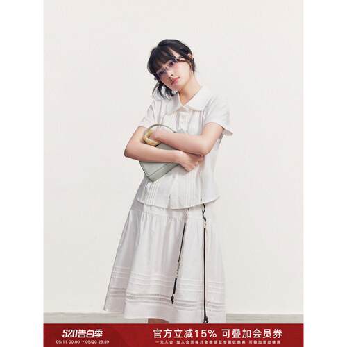 Cream Kitten 春日恋曲 娃娃领短袖衬衫女夏miu系半身裙休闲套装