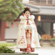 女童披风斗篷冬季 儿童汉服加绒加厚宝宝中国风外出披肩拜年服冬款