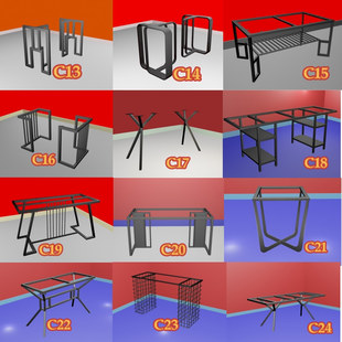 桌腿支架茶几支撑架茶台岩板餐桌脚架电脑办公桌轻奢铁架子金属腿