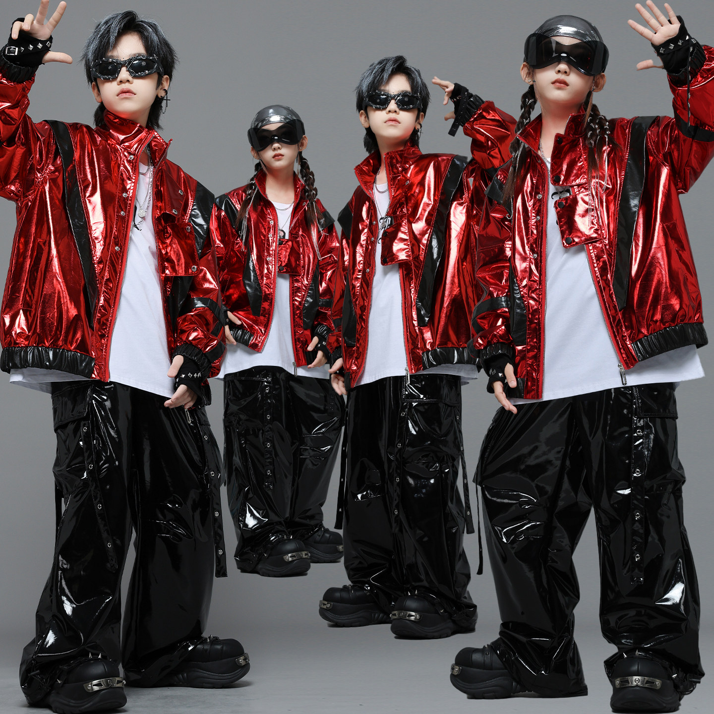 儿童街舞演出服女孩爵士舞服装少儿走秀潮服男童酷帅嘻哈皮衣套装,童装/婴儿装/亲子装,儿童演出服,淘宝优惠券,粉丝福利购,淘宝优惠卷
