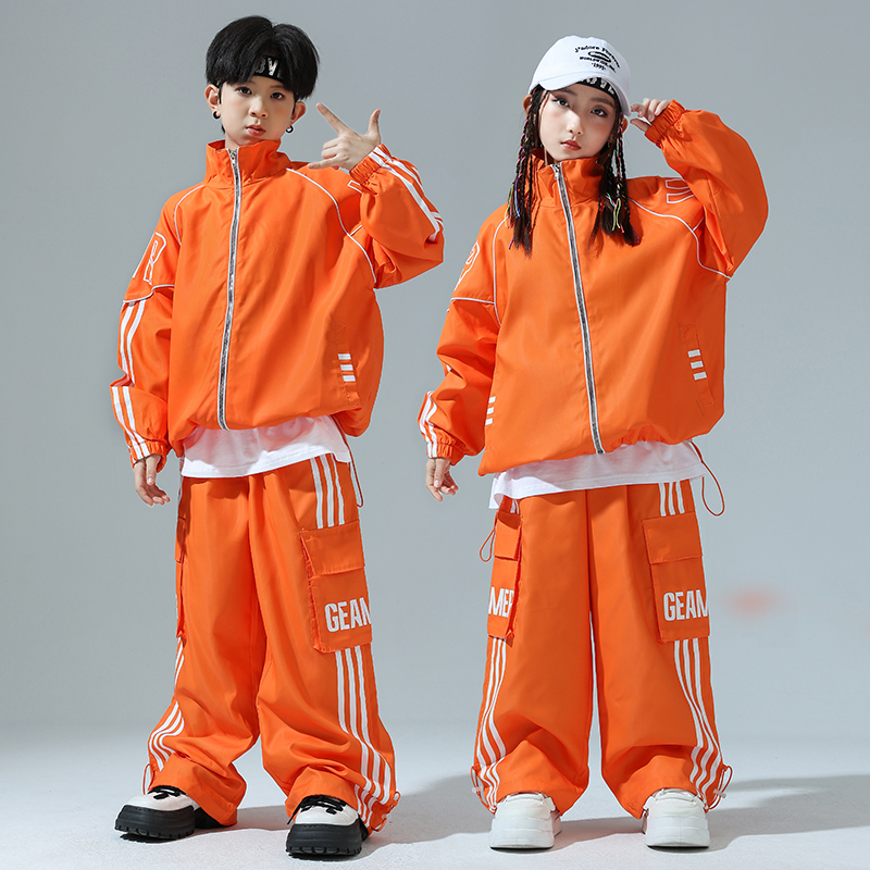 迷彩豆豆男女童嘻哈运动会演出服