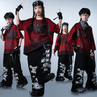 儿童美式街舞潮服男孩秋冬季韩版潮流嘻哈套装女生宽松爵士演出服