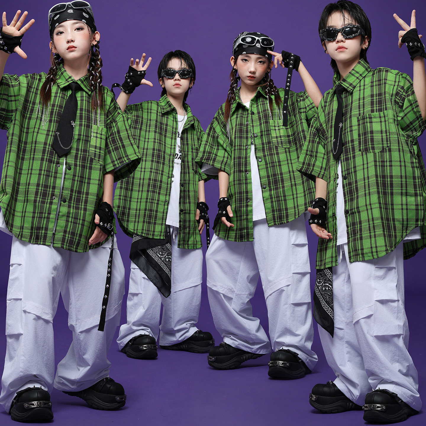 迷彩豆豆儿童嘻哈街舞潮服演出服