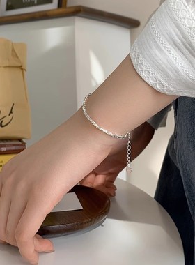 青尚美韩国999纯银碎银几两手链轻奢闺蜜小众设计碎银子女款手饰