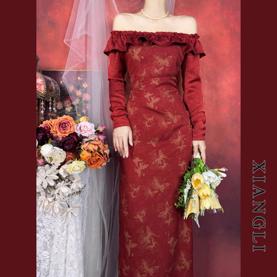 巷里法式复古蝴蝶订婚敬酒服礼服