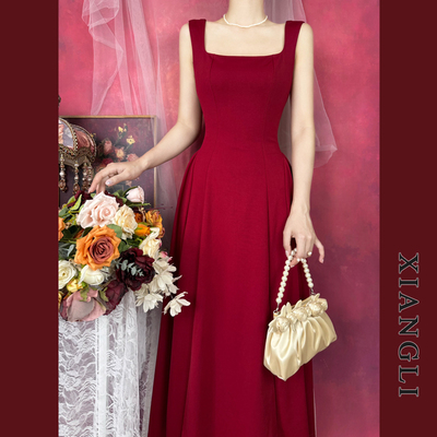 巷里法式赫本订婚敬酒结婚礼服裙