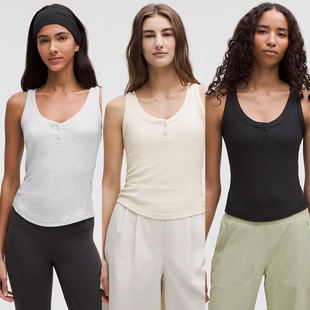 2026夏季 女士紧身剪裁纽扣亨利领背心日韩休闲风