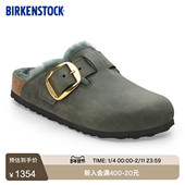 Shearling毛毛鞋 BIRKENSTOCK勃肯德国新品 大扣男女涂油皮Boston