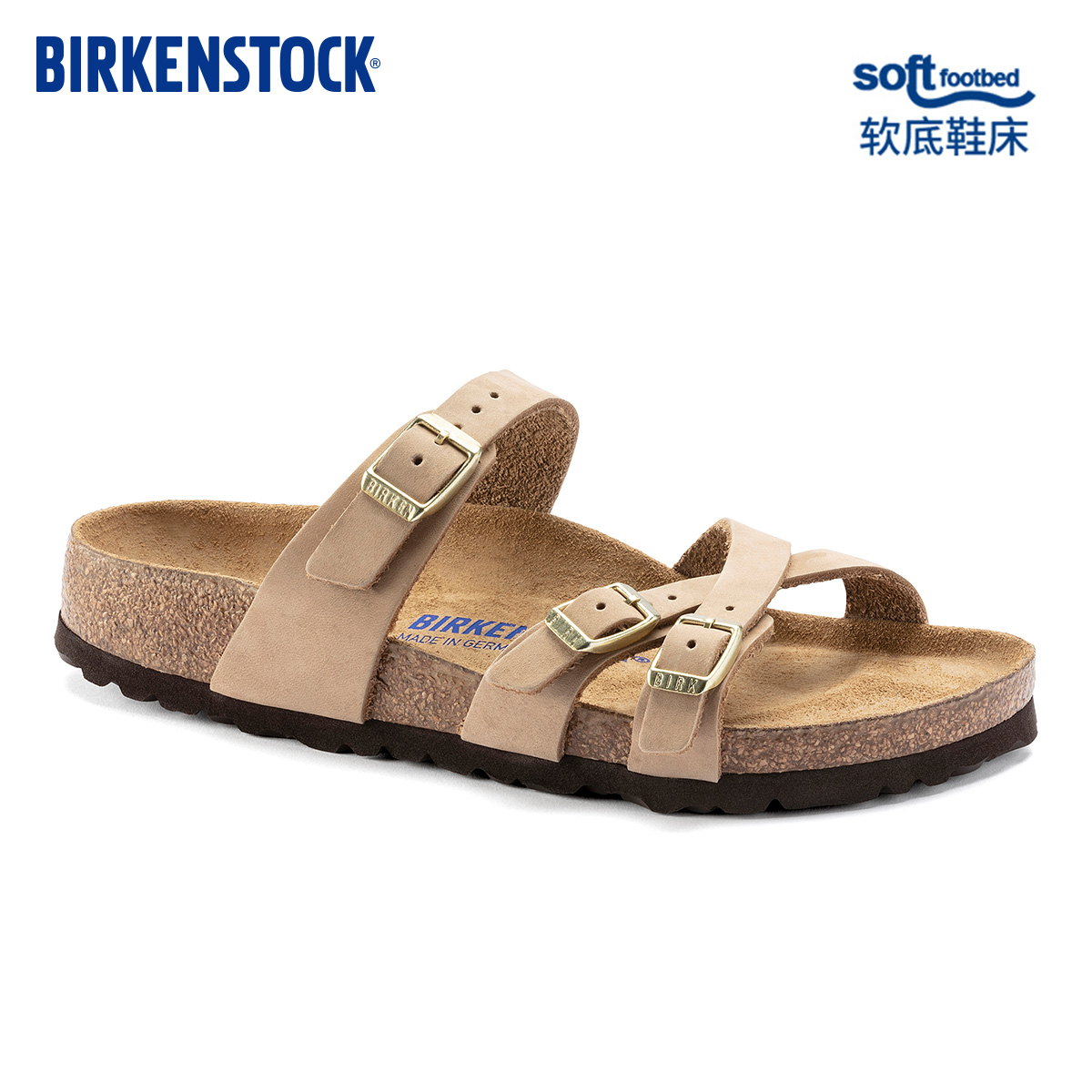 BIRKENSTOCK勃肯绒面革三扣凉拖
