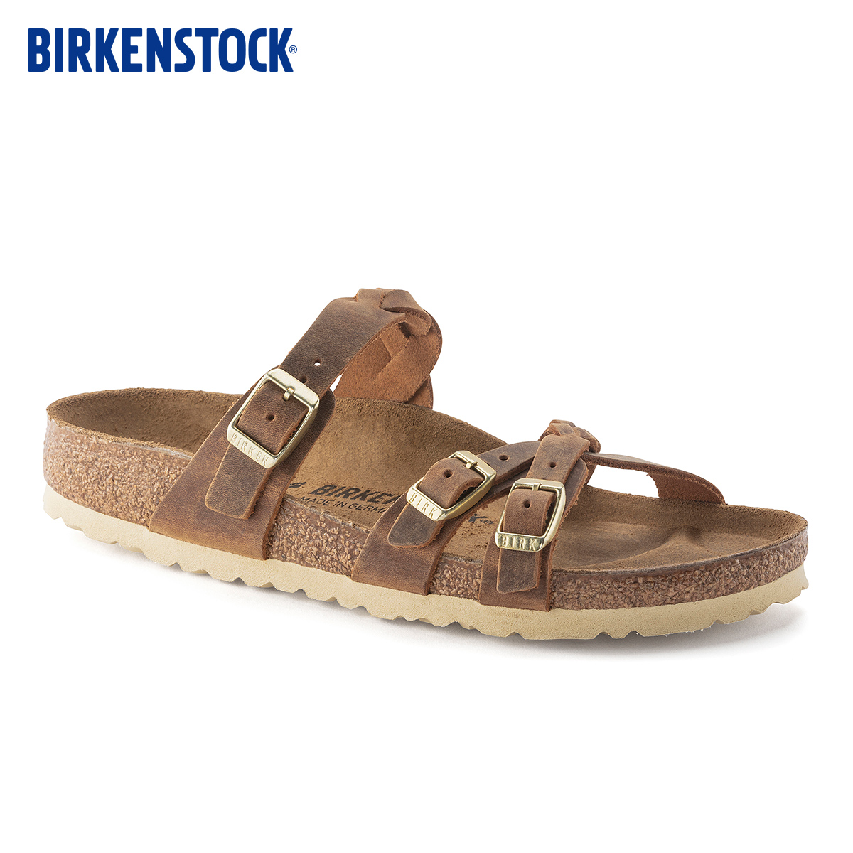 BIRKENSTOCK勃肯涂油皮三扣拖鞋