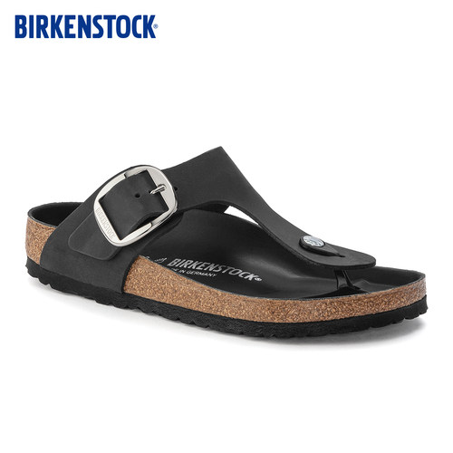 BIRKENSTOCK勃肯涂油皮夹趾拖鞋