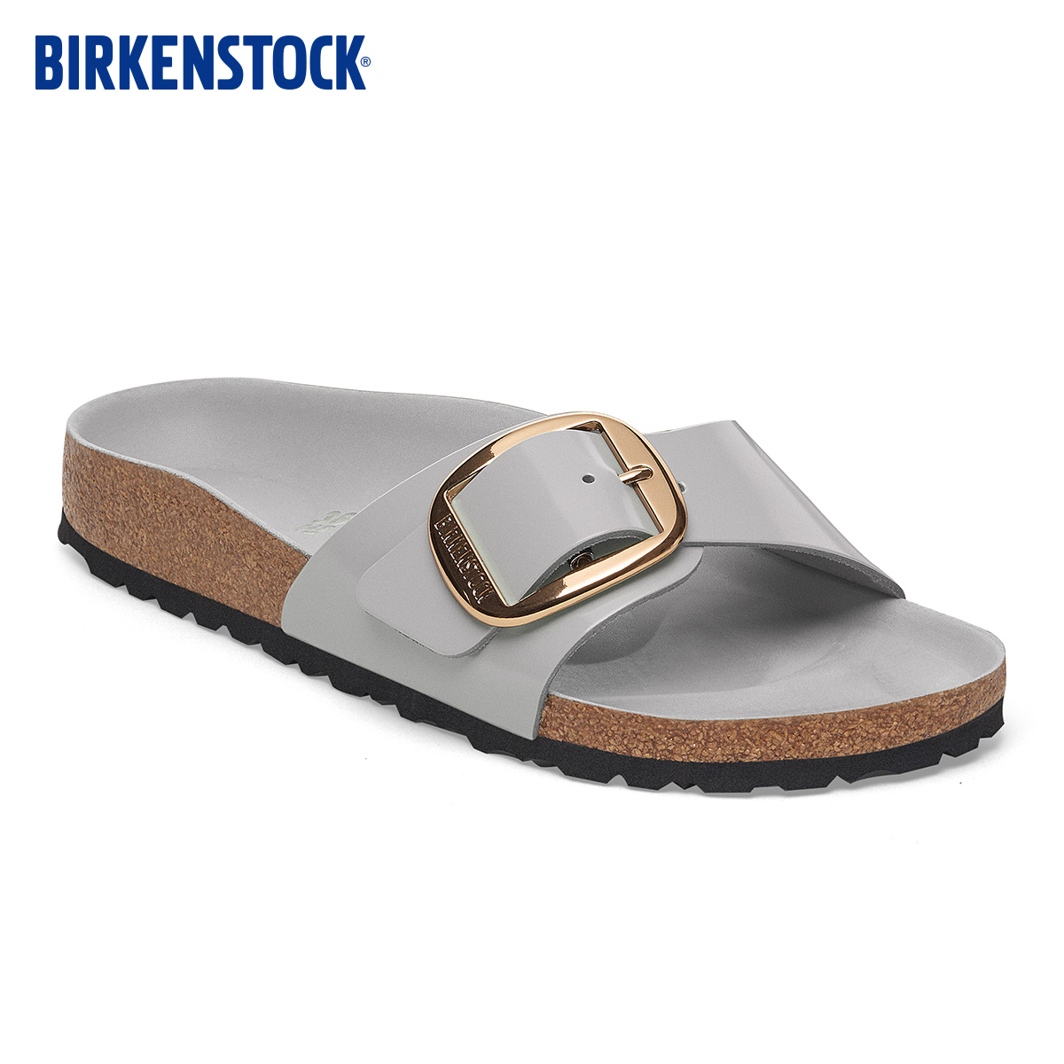 BIRKENSTOCK勃肯德国进口大扣女款牛皮革漆皮亮面Madrid单带拖鞋