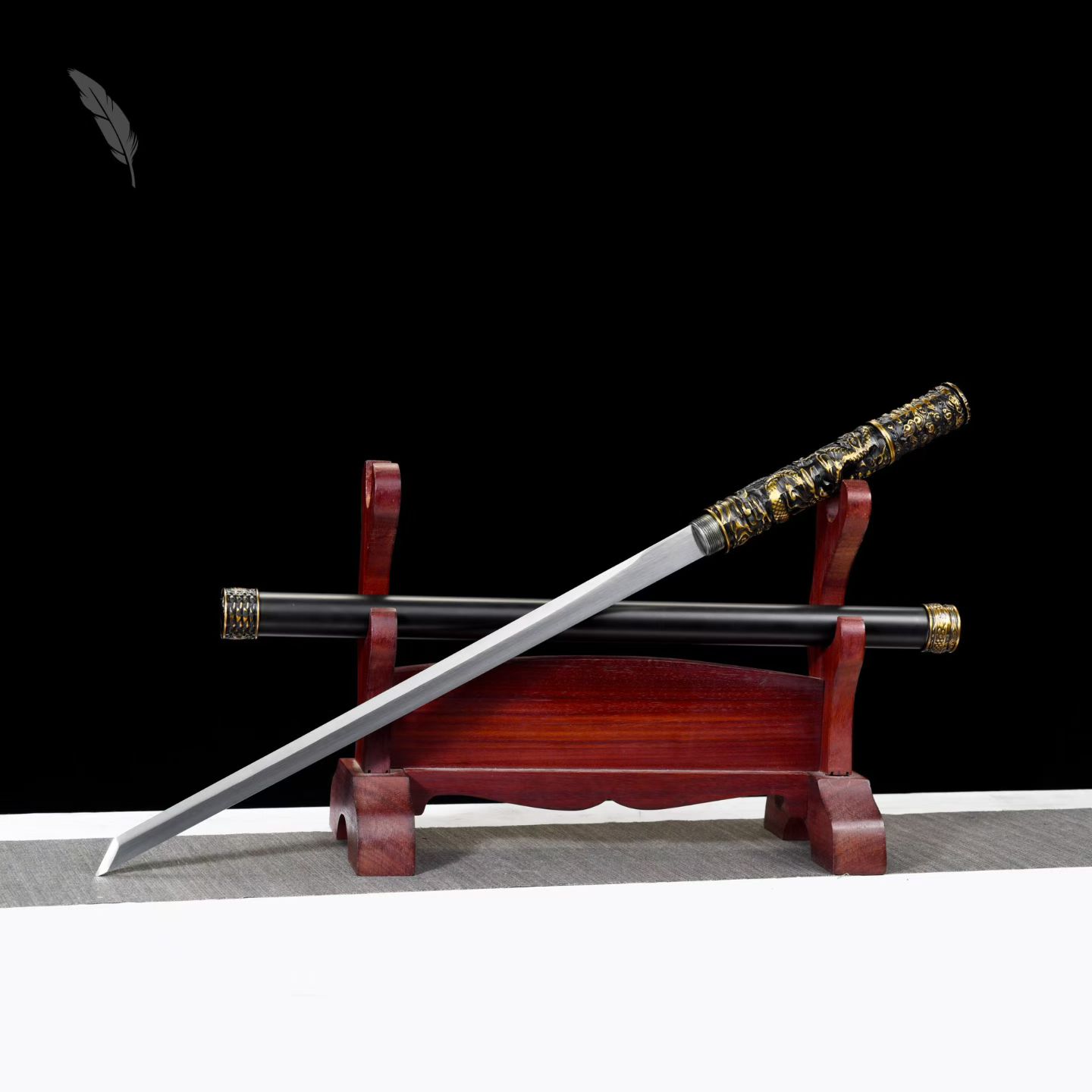 龙泉刀剑唐横刀花纹钢手工一体锻造长款直刀户外收藏冷兵器未开刃