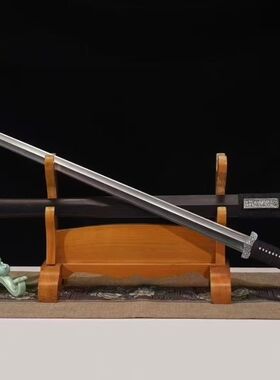 龙泉宝剑刀剑唐横刀花纹钢手工一体锻造长款直刀收藏冷兵器未开刃