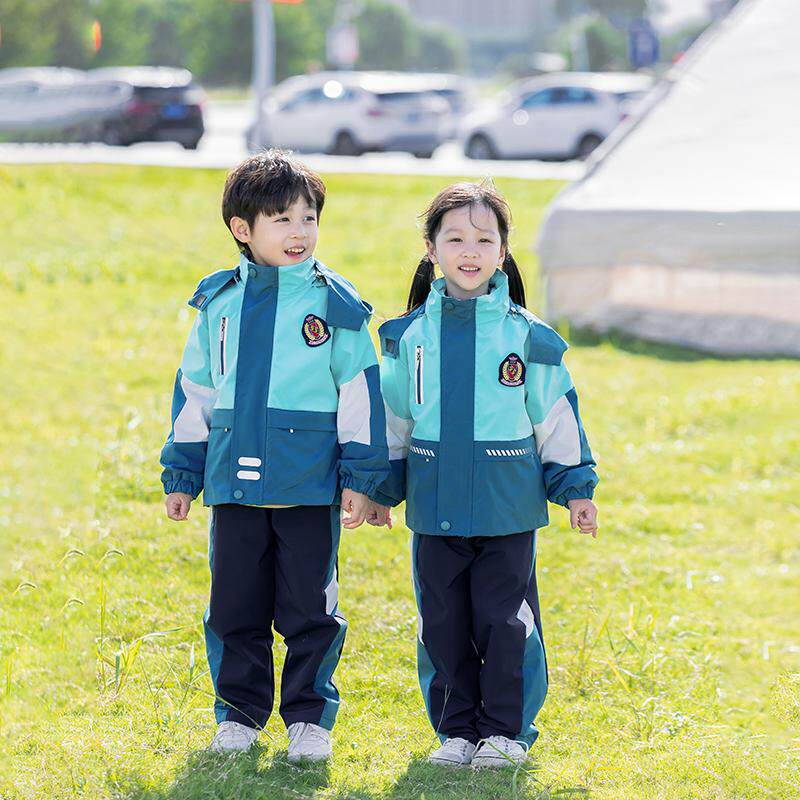 儿童冲锋衣校服套装秋冬款幼儿园加厚园服男女童学院风班服三件套