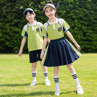 幼儿园园服夏季小学生校服短袖套装班服学院风儿童运动服幼师服