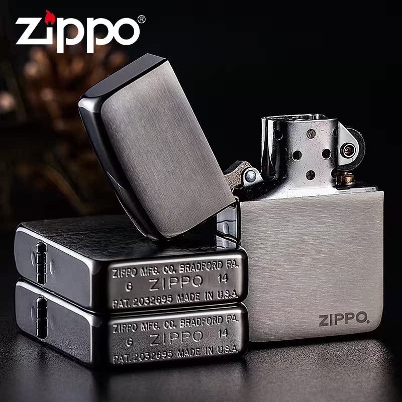 zippo正品打火機限量正版zipoo正品旗艦店純銅黑冰復刻標志刻字男