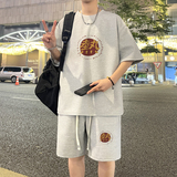 ZT113*P48中式休闲运动套装男生夏季潮牌痞帅短袖T恤五分裤两件套，男装T恤，星座414A（原B215）