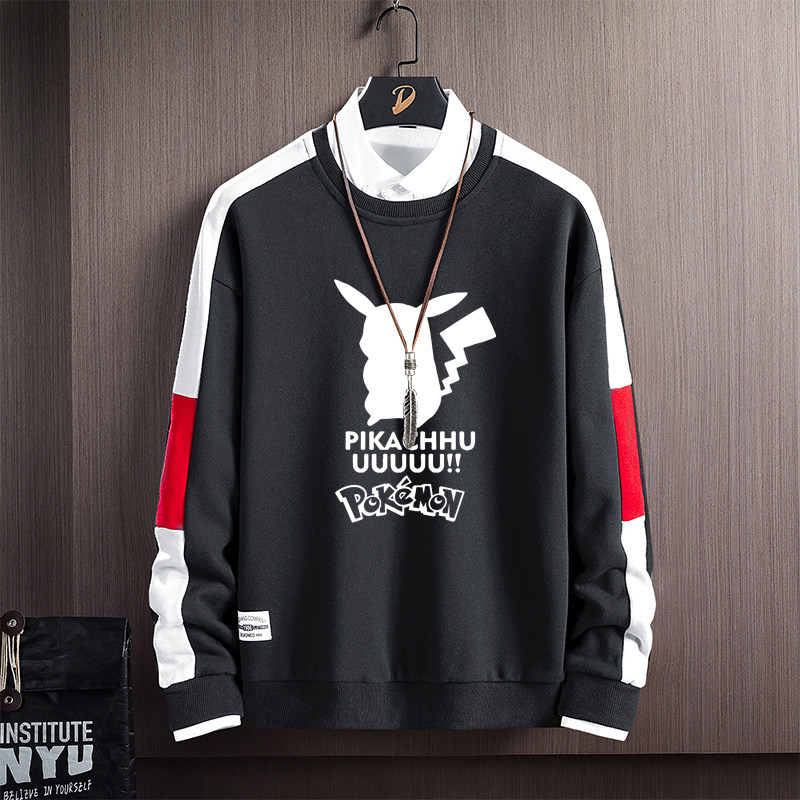 Y122*P30圆领卫衣男春秋潮ins皮卡丘日系宽松衣服夏季薄款外套潮,男装卫衣,星座414A（原B215）