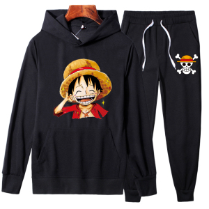 YD24 P70 海贼王秋季衣服卫衣男套装青少年潮流宽松加绒衣服图片