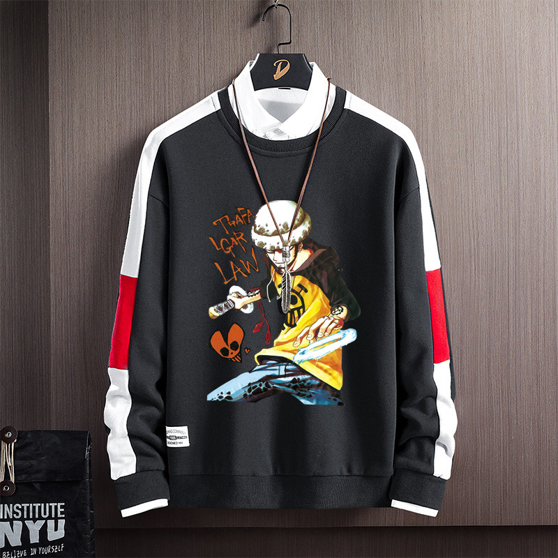 Y03*P282021秋季宽松圆领卫衣男潮牌日系海贼王衣服青少年薄外套,男装卫衣,星座414A（原B215）