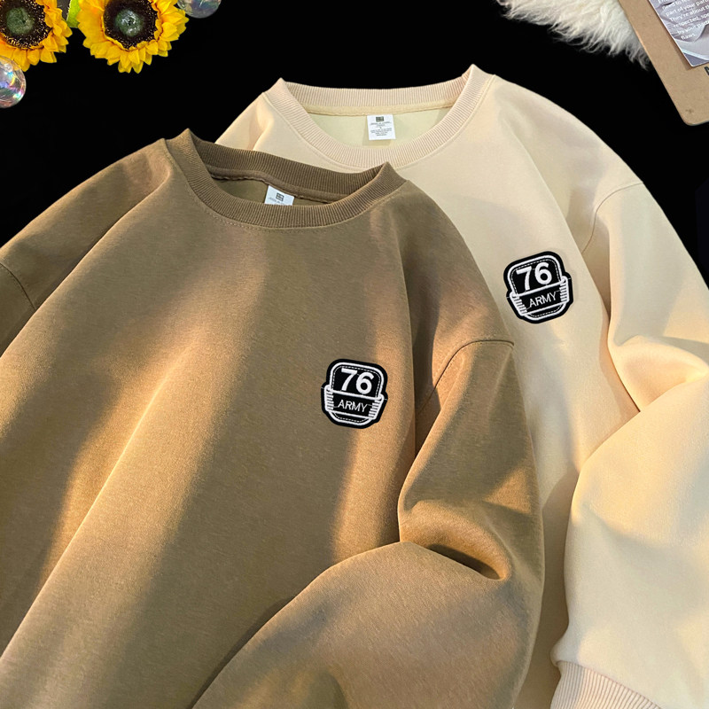 AT15*P35重磅华棉美式潮牌刺绣卫衣男宽松春秋季休闲百搭圆领上衣，男装卫衣，星座414A（原B215）