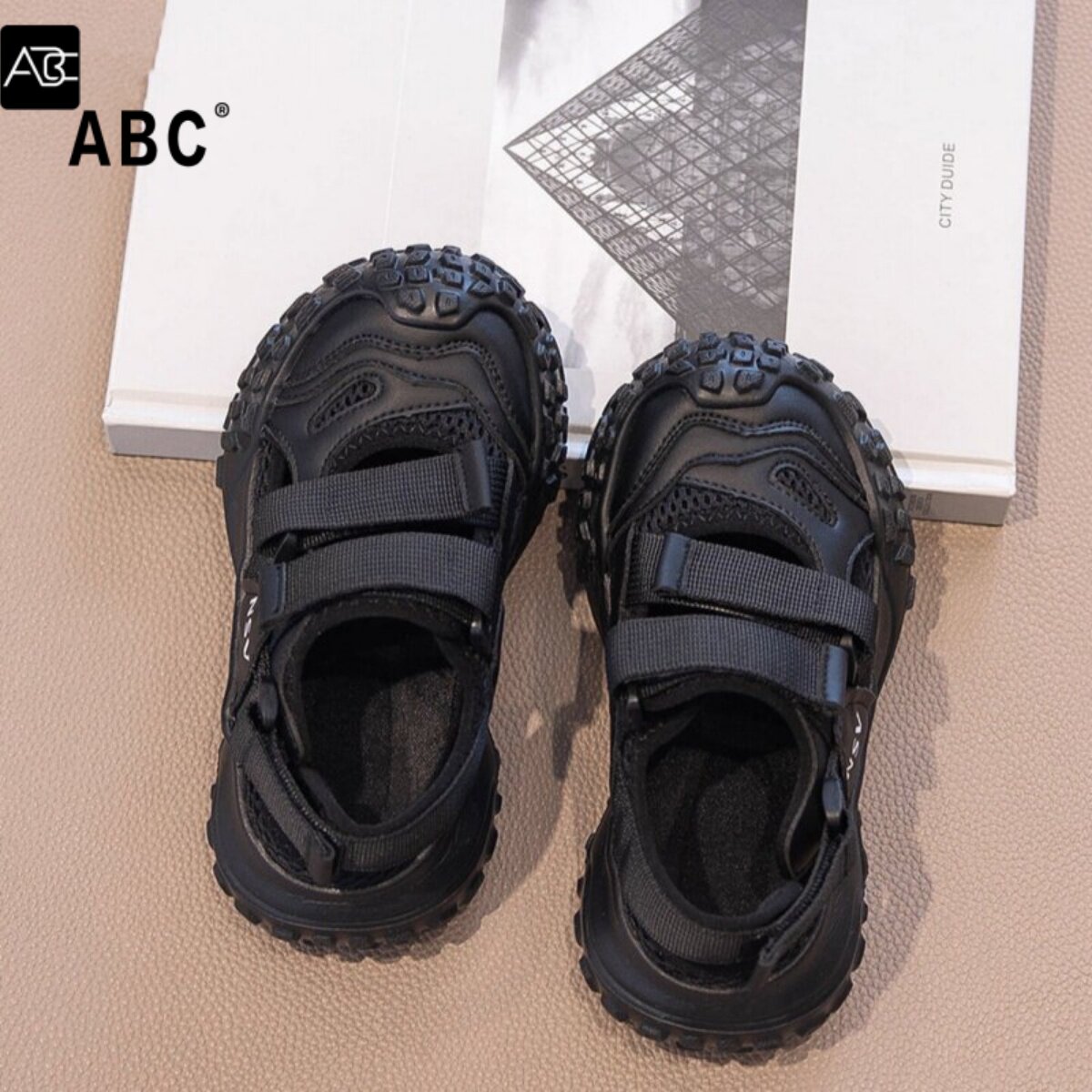 ABC儿童凉鞋男童2026新款夏季运动凉鞋男孩大童鞋子沙滩鞋黑色潮