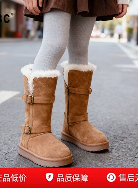 ABC女童长筒雪地靴冬季新款儿童加绒保暖棉鞋中大童女孩高筒靴子