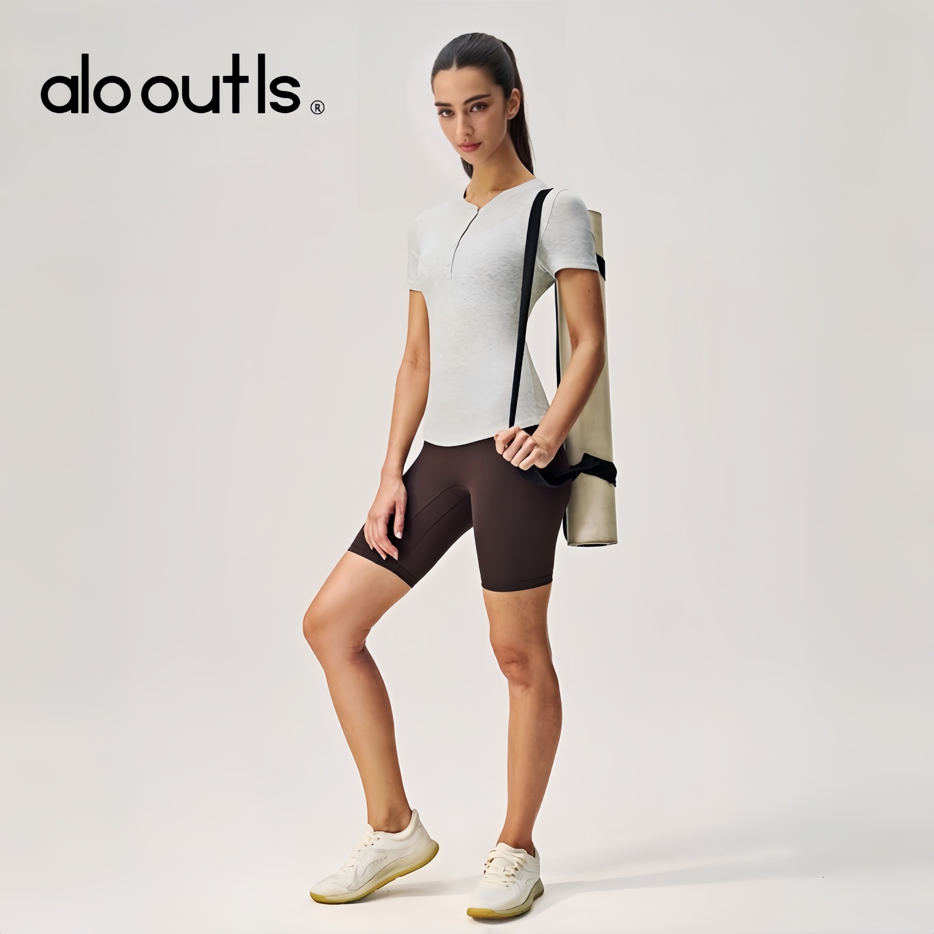 奥莱螺纹修身短袖瑜伽T恤