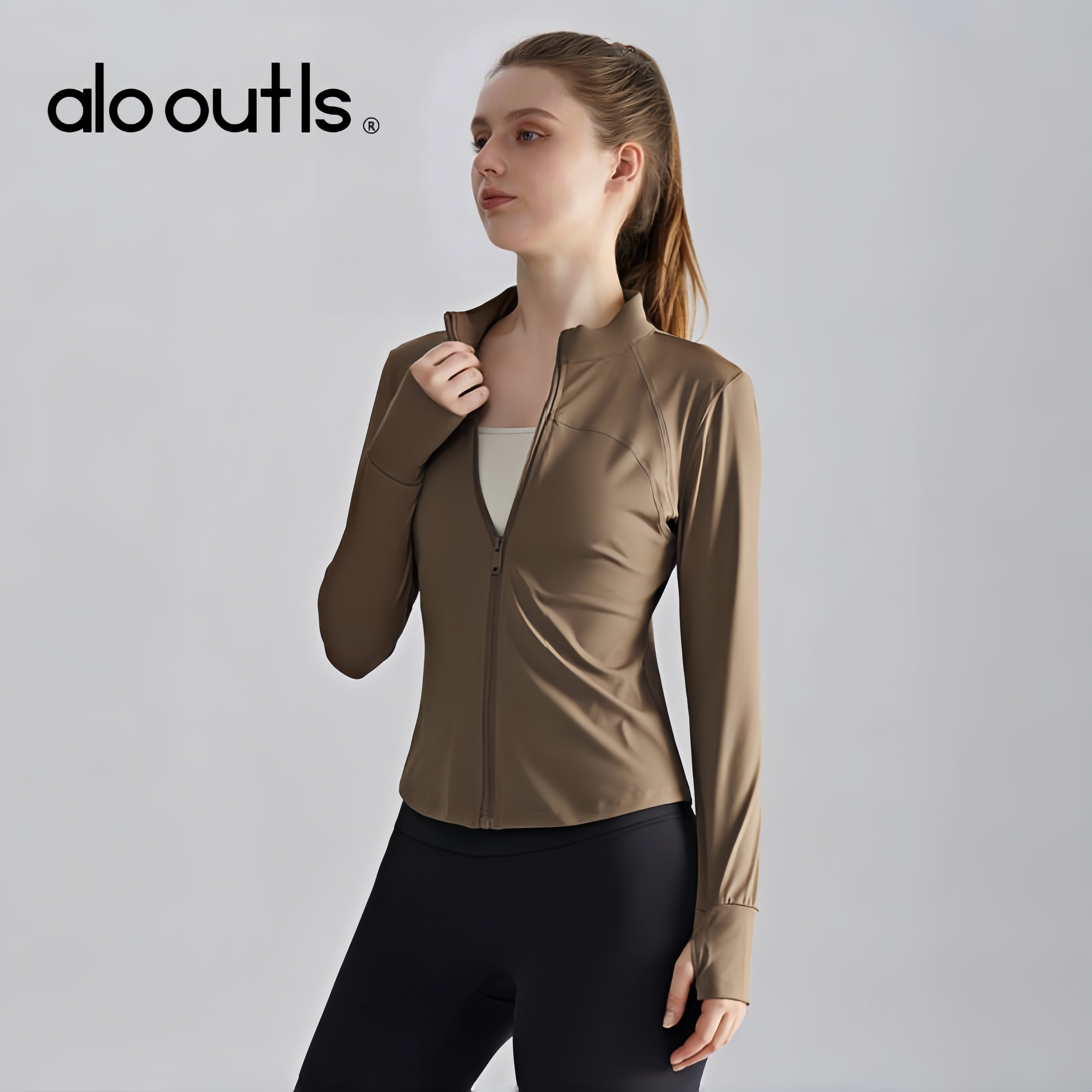 alo outls官方奥莱店户外运动服拉链修身立领收腰健身瑜伽外套