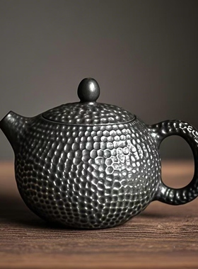 乌金石锤纹泡茶壶单壶西施个人专用复古功夫茶具带过滤中式茶壶