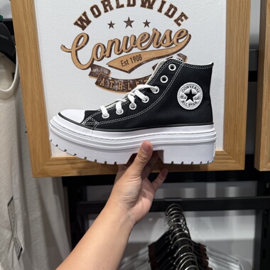 匡威 Converse All Star 厚底增高黑色高帮帆布鞋A08258C