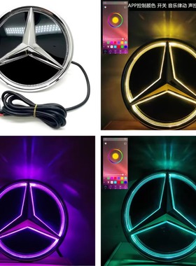 奔驰GLA E级GLK C200L E260L ML GLGLC 改装中网大标带灯发光车标