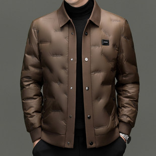 皮尔卡丹正品冬季羽绒服男中年商务休闲翻领防寒保暖男士夹克外套