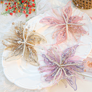 超仙手工白色蕾丝羽毛花朵头饰配件新娘礼服胸花装饰品服饰配件批