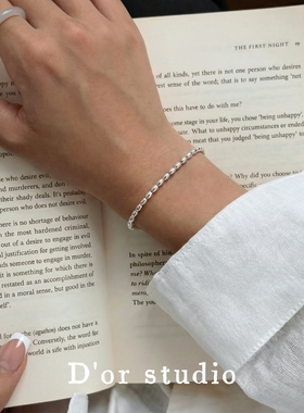 S925纯银米珠手链叠戴米粒橄榄珠简约小众设计ins风通体纯银手链