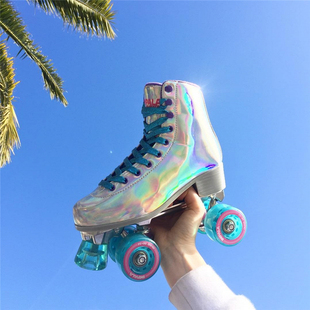 正品代购 Impala Rollerskates旱冰鞋银蓝色双排四轮轮滑鞋女款