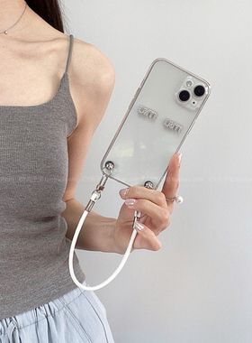 夏日焕新miu韩国ins闪钻字母透明软壳适用OPPOReno13/12/11带挂绳手机壳findx8x7手提防摔A3/A5pro时髦高级感