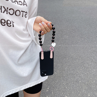 撞色高级一下~甜酷ins风简约手机壳适用小米1415珠珠手提链红米note13/14pro小众k80k70防摔壳turbo4全包civi