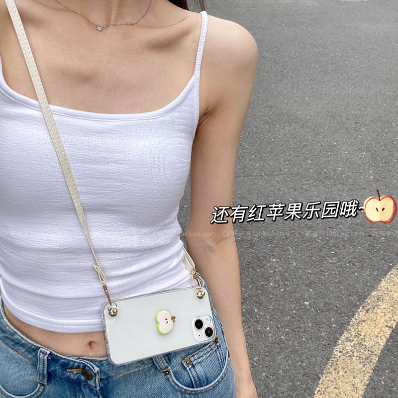 夏日小清新立体苹果斜挎绳手机壳
