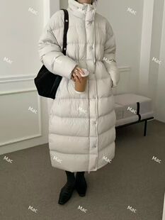 2025冬季新款韩版宽松显瘦立领羽绒服女中长款加厚保暖白鸭绒外套
