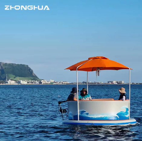 新款电动烧烤船观光船水上BBQ休闲钓鱼游乐船户外景区旅游设备水