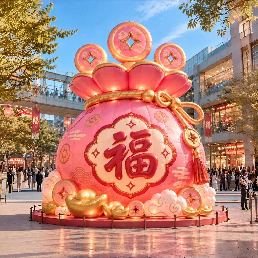 元旦新年发光福袋气模户外广场商业街摆件美陈景区中庭节庆装饰