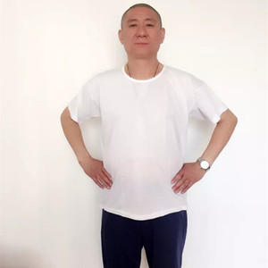 男士中老年人半袖加肥加大宽松短袖T恤汗衫老式纯棉白色老头衫