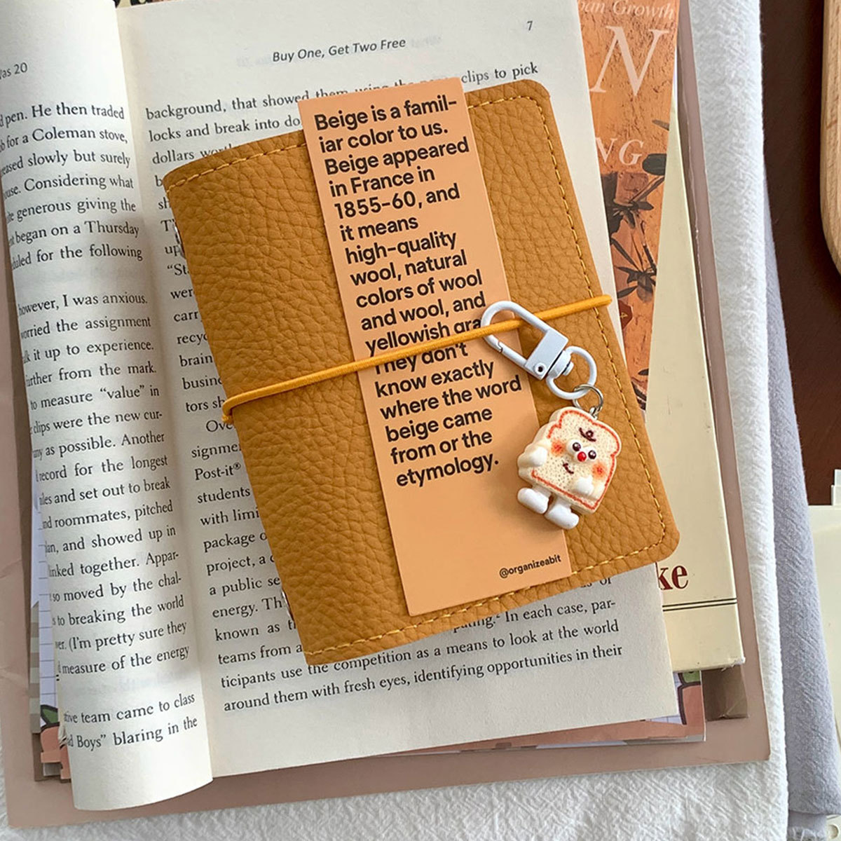 M5活页本暖棕随记温暖触感荔枝纹绑带手账本便携计划本日程手