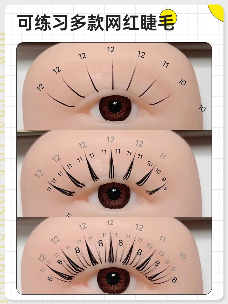 美睫师专用仿真练习假睫毛5D眼模眉毛软硅胶眼部新手纹绣练习模块
