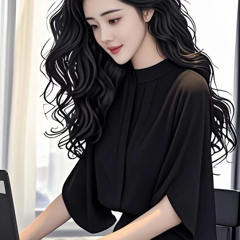 雪纺衬衫中袖女2025夏季设计感小众优雅衬衣